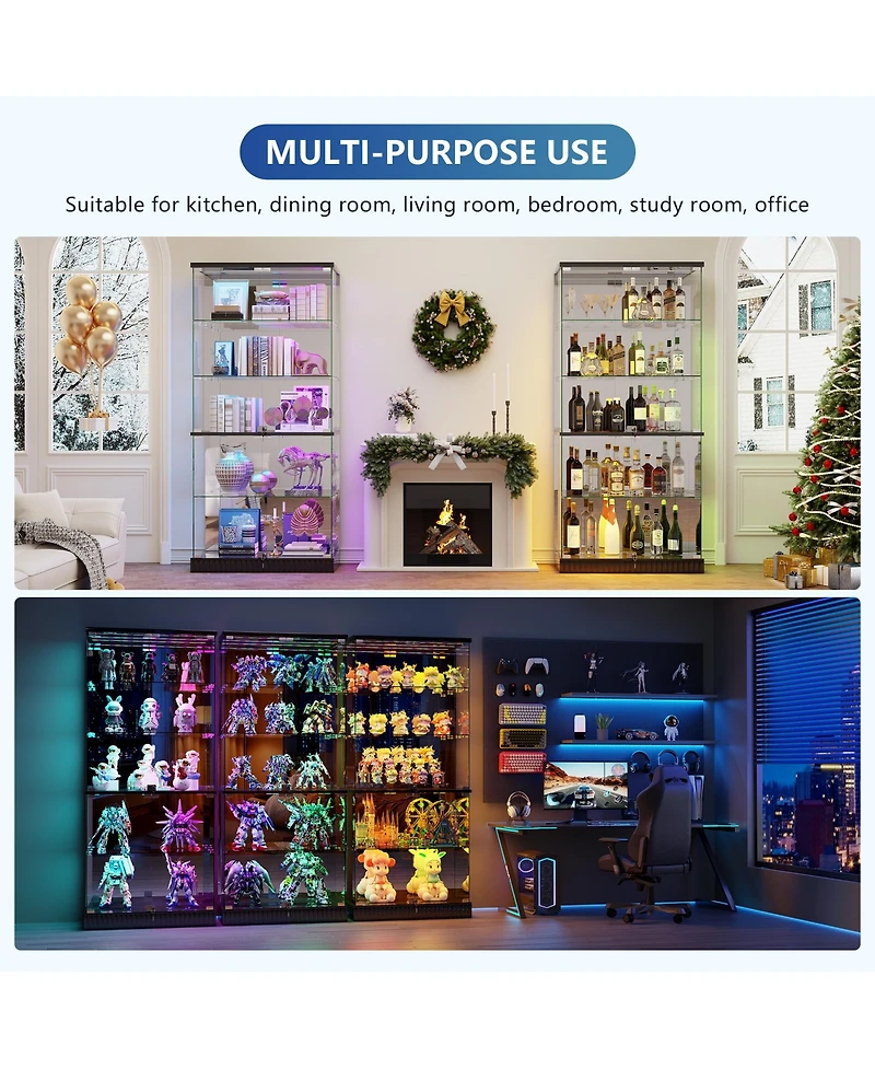 Vlsrka Glass Display Cabinet with Rgb Lights