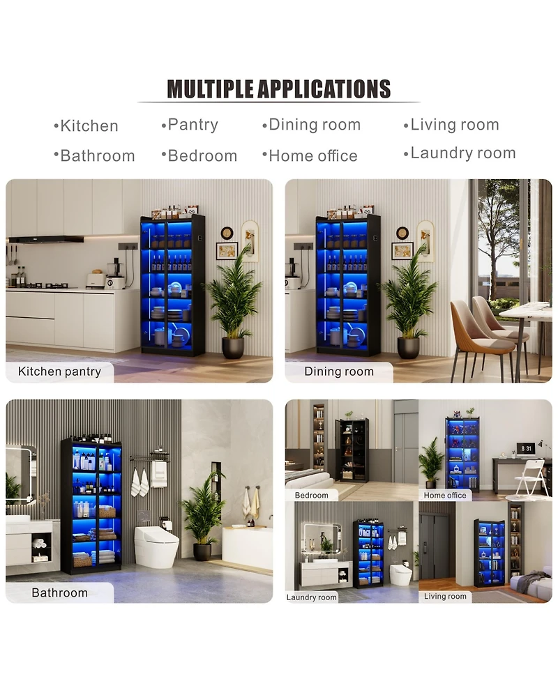 Vlsrka Display Cabinet with Doors and Adjustable Shelves