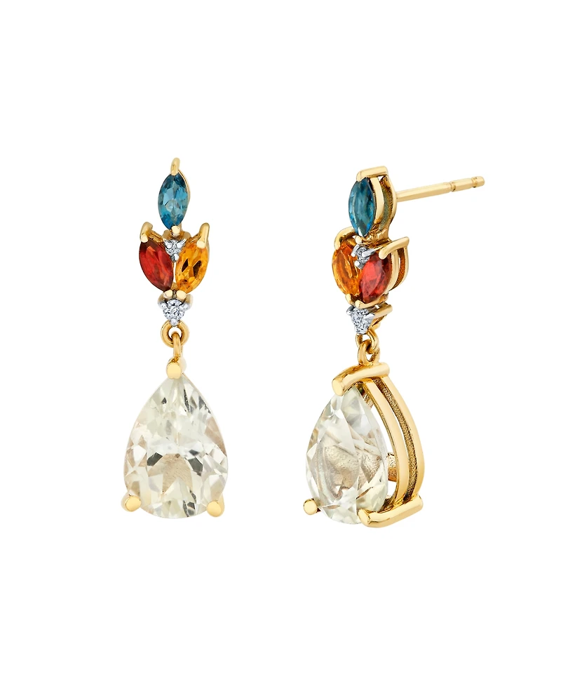 Macy's Multi-Gemstone (4.45 ct. t.w.) and Diamond Accent Drop Earrings in 10k Yellow Gold