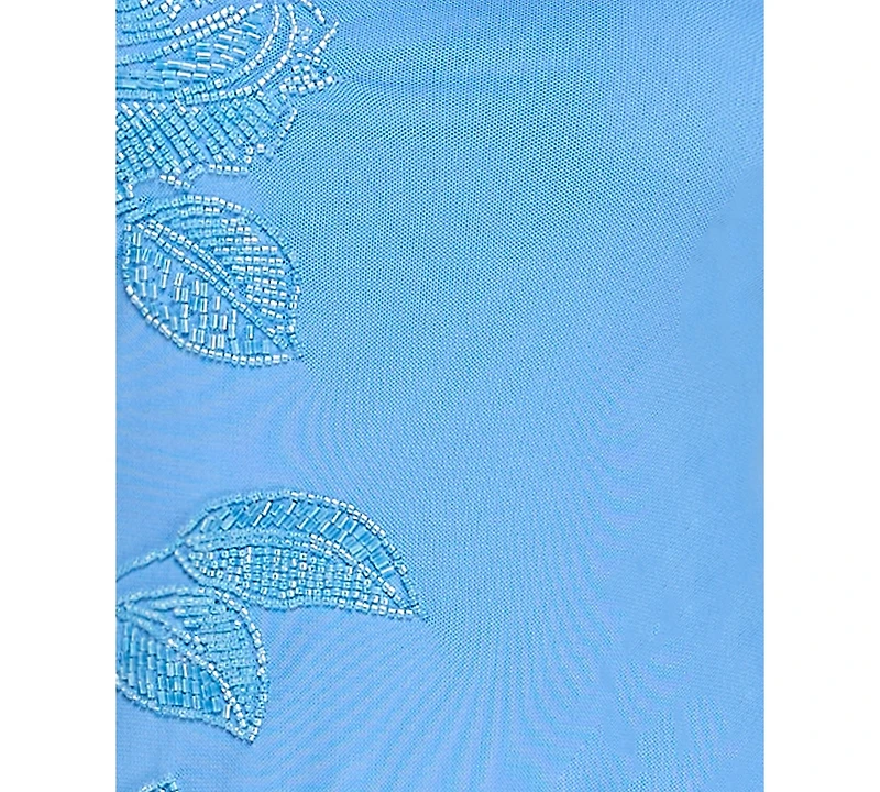 Seni & Cade Women's Beaded Mesh Strapless Slim Dress