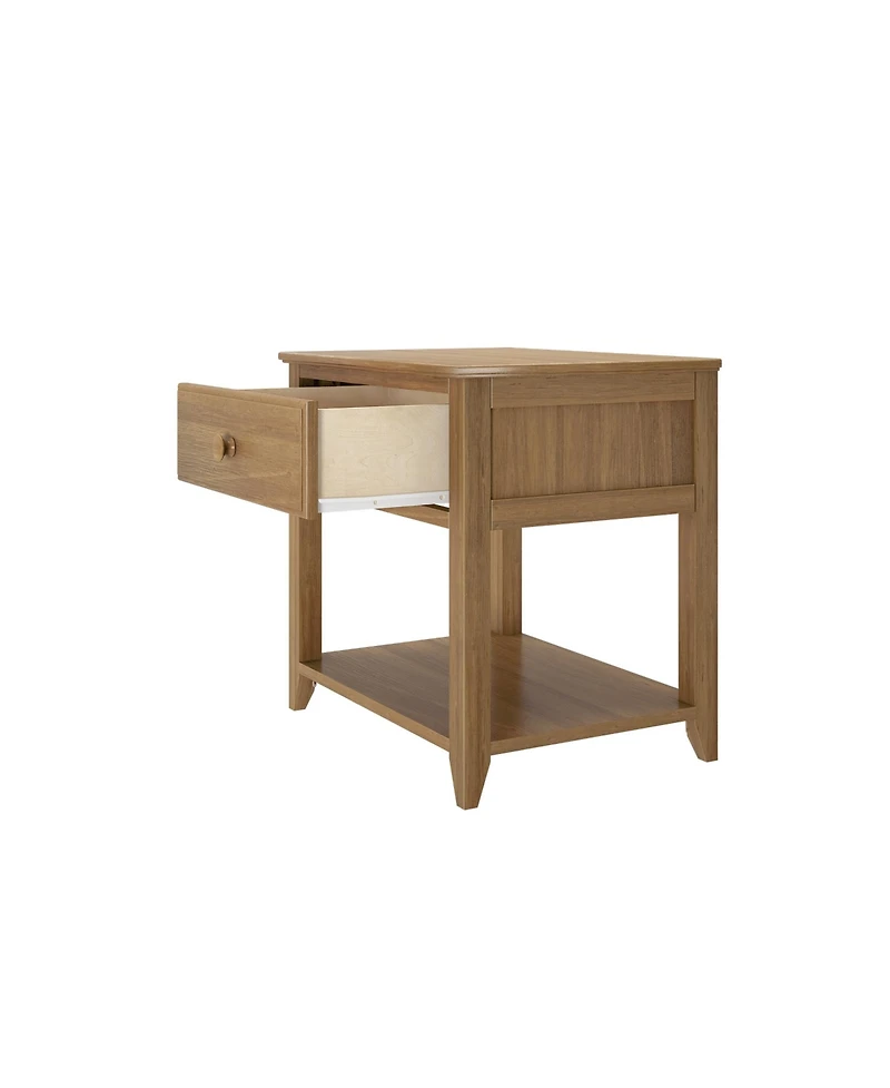 Max and Lily Nightstand with Storage Drawer, Small Solid Wood Bedside, Side Tables for Bedroom