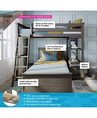 Max & Lily Solid Wood L-Shaped Twin over Bunk Bed with Bookcase for Kids