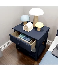 Max and Lily Nightstand with Storage Drawer, Small Solid Wood Bedside, Side Tables for Bedroom