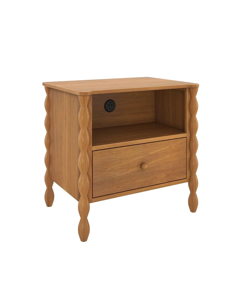 Max & Lily Jenny Lind Cubby Nightstand with 1 Drawer and Electrical Outlet