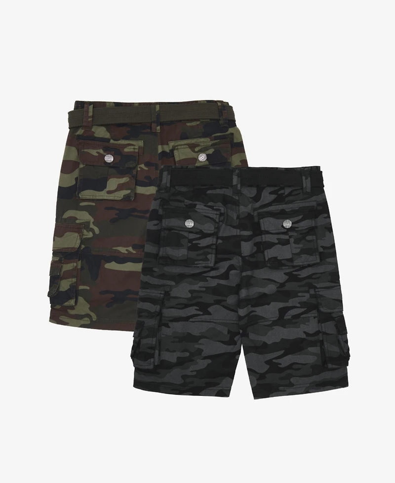 Raw X Big Boys 2 Pack Combo Belted Twill Cargo Shorts 8-18