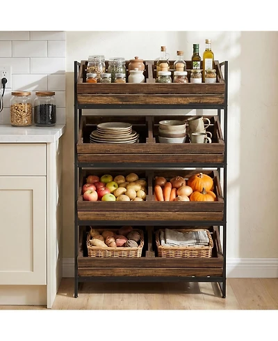 Tribesigns 4-Tier Fruit and Vegetable Storage Basket Stand Rack, Retail Display Shelf, Large Snack Shelf