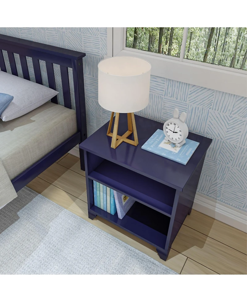 Max and Lily Classic Wood Nightstand with Shelves, Kids Bedside Table/End Table, Small for Bedroom