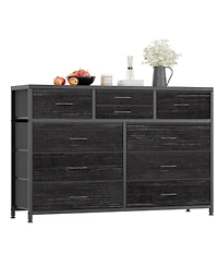 gaomon Wide 10 Drawer Fabric Dresser Tv Stand, Steel Frame Storage Chest with Wood Top