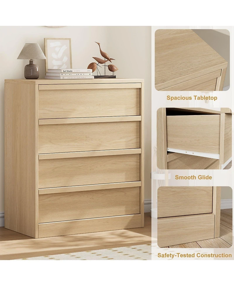 gaomon 4 Drawer Tall Dresser Nightstand, Modern Small Chest with Storage for Bedroom, Nursery or Entryway