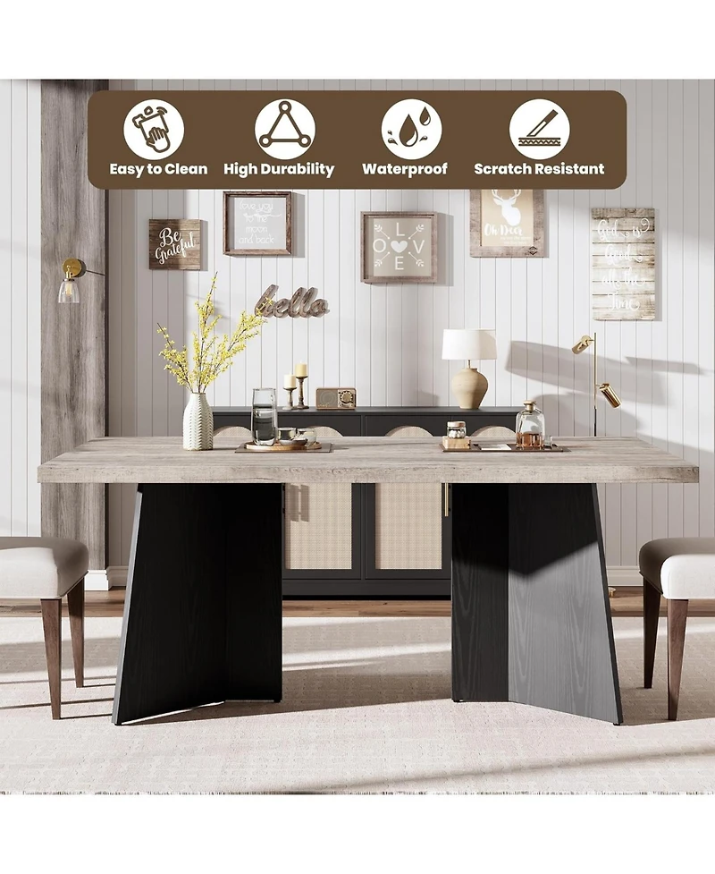 gaomon Dining Table for 6-8 People, 63" Modern Long Kitchen Table with Large Tabletop and Pedestal Legs, Dinner Table for Kitchen, Conference Room