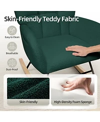 gaomon Nursery Rocking Chair, Teddy Upholstered Glider Rocking Chair with High Backrest, Armchair Reading Chair for Adults, Nursery.