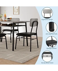 gaomon Dining Table Set for 4 with Storage Rack, 5-Piece Kitchen Table and Upholstered Chairs of 4, Wood Tabletop and Heavy-Duty Metel Frame