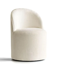 Maison Boucle Chenille Swivel Vanity Chair with Casters, Barrel Makeup
