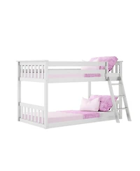 Max & Lily Bunk Bed for Kids, Solid Wood Low Beds with Ladder