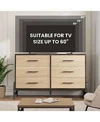 gaomon 6 Drawer Dresser for Bedroom, Freestanding Wooden Chest Storage