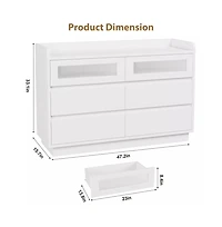 gaomon 6 Drawer Dresser with Led Lights, Wide Modern Wood Storage Chest for Bedroom Living Room