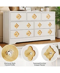 gaomon 54" Wide 7 Drawer Wood Dresser with Decorative Fronts and Crystal Knobs, Storage Tv Stand Organizer