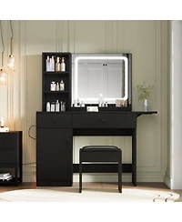Homfan Led Lighted Vanity Desk Set with Power Outlet and Usb
