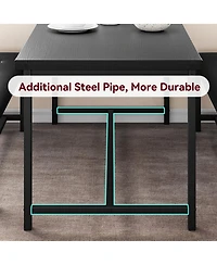gaomon 3-Piece 4-Person Industrial Dining Set with 2 Benches
