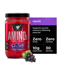 Bsn Amino X Muscle Recovery and Endurance Powder with BCAAs, 10 Grams of Amino Acids, Keto Friendly, Caffeine Free, Flavor: Grape, 30 servings
