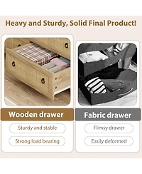 gaomon 3 Drawer Rattan Dresser for Bedroom, Tall Freestanding Boho Chest of Drawers