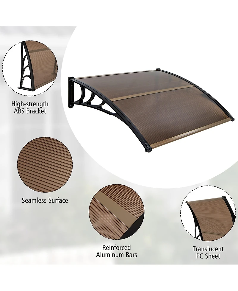 Gymax 2 Pieces 48'' x 40'' Patio Awning Canopy Outdoor Window Door Overhang Rain Protection