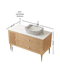 Sillysis 36 Inch Modern Bathroom Vanity with Ceramic Basin, Sintered Stone Countertop, 2 Drawers and 1 Door