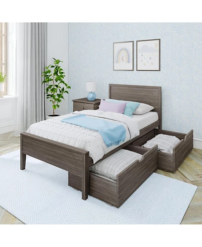 Max & Lily Classic Twin-Size Bed with Panel Headboard and Storage Drawers