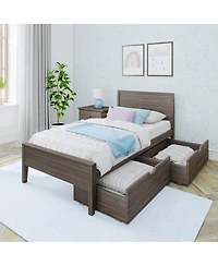 Max & Lily Classic Twin-Size Bed with Panel Headboard and Storage Drawers