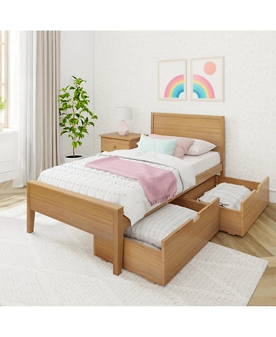 Max & Lily Classic Twin-Size Bed with Panel Headboard and Storage Drawers
