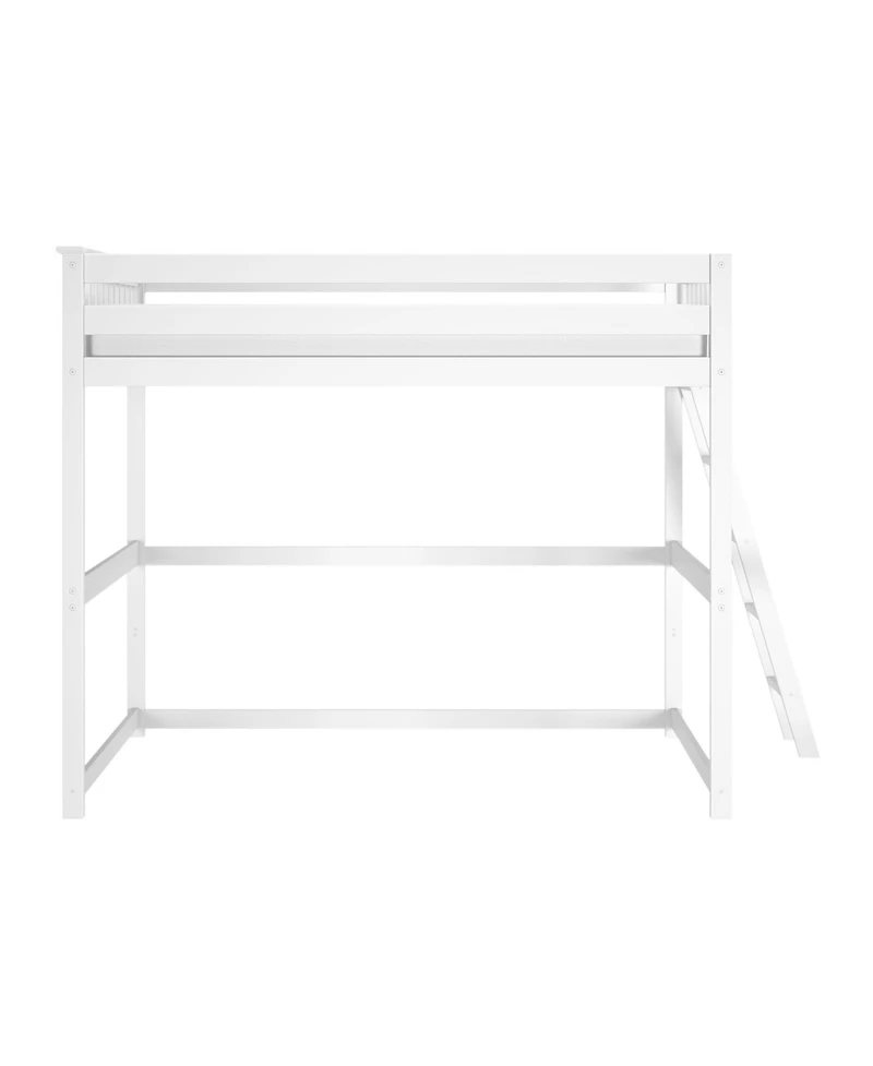 Max & Lily Full High Loft Bed with Ladder on End, Solid Wood Frame, Space Saving, 400 lbs Weight Capacity, Easy Assembly