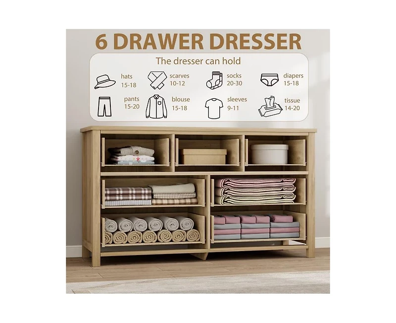 gaomon 7 Drawer Rattan Dresser for Bedroom, Tall Freestanding Boho Chest of Drawers