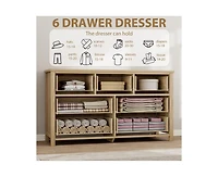 gaomon 7 Drawer Rattan Dresser for Bedroom, Tall Freestanding Boho Chest of Drawers