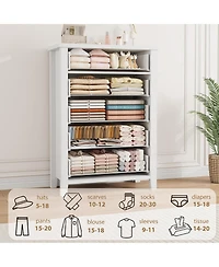 gaomon Farmhouse 5-Drawer Dresser for Bedroom, Freestanding Vertical Wooden Storage Chest