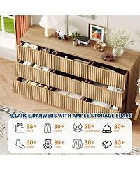 gaomon 9 Drawer Fluted Dresser, Large Wood Storage Chest Organizer for Bedroom Living Room Home Office
