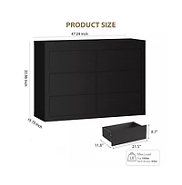 gaomon 6 Drawer Modern Wooden Dresser with Handleless Design, Wide Storage Chest for Bedroom Living Room Entryway