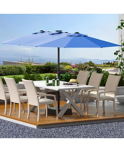 gaomon Large Outdoor 15FT Double-Sided Rectangular Patio Umbrella with Base for Pool, Lawn