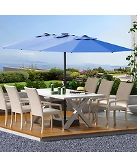 gaomon Large Outdoor 15FT Double-Sided Rectangular Patio Umbrella with Base for Pool, Lawn