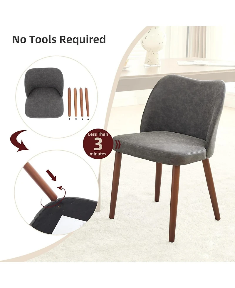 gaomon Dining Chair Set of 4, Linen Upholstered Dining Chair with Solid Wood Legs, Wing Backrest, Wooden Kitchen Chair