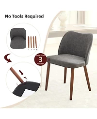gaomon Dining Chair Set of 4, Linen Upholstered Dining Chair with Solid Wood Legs, Wing Backrest, Wooden Kitchen Chair