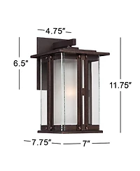 Franklin Iron Works Fallbrook Collection Rustic Farmhouse Outdoor Wall Light Fixtures Set of 2 Bronze 11 3/4" Clear Frosted Double Glass for Exterior