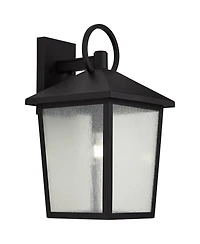 John Timberland Westmont 18" High Modern Outdoor Wall Light Fixture Mount Porch House Weatherproof Sand Black Aluminum Glass Shade