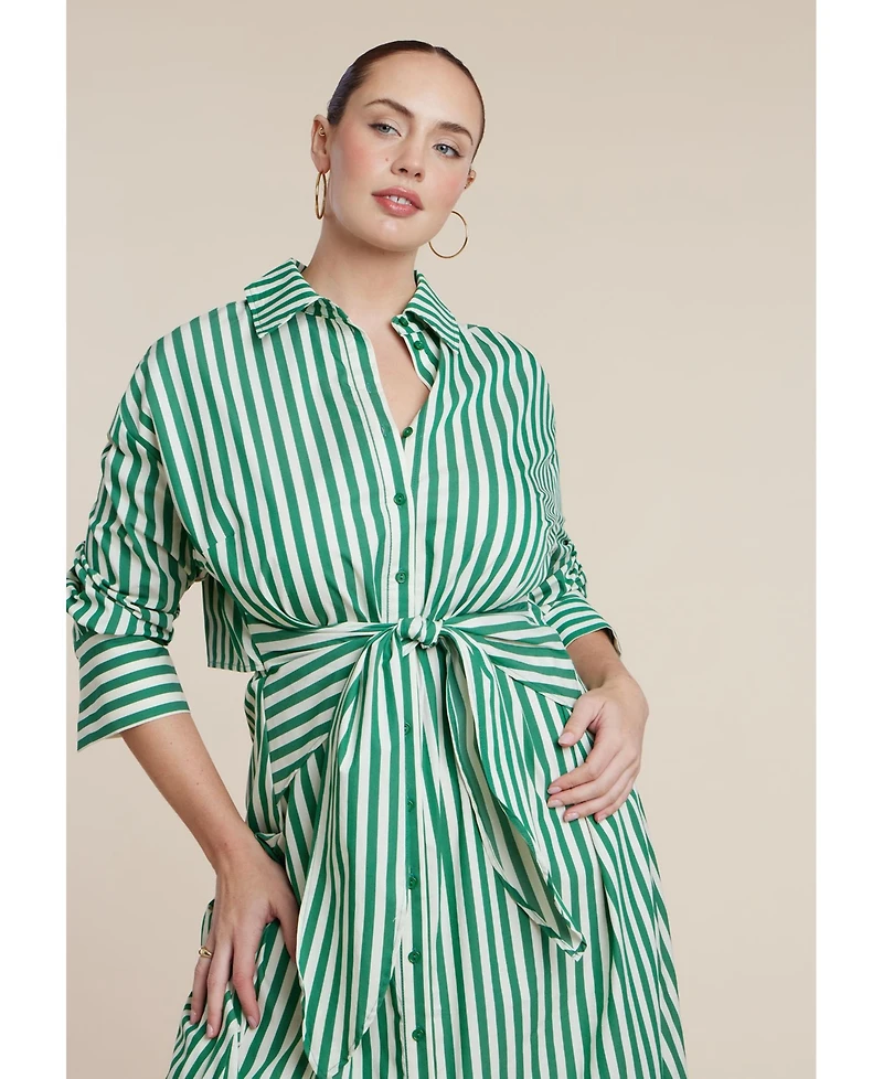 Eloquii Women's Cinch Detail Poplin Midi Dress