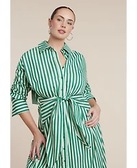 Eloquii Women's Cinch Detail Poplin Midi Dress