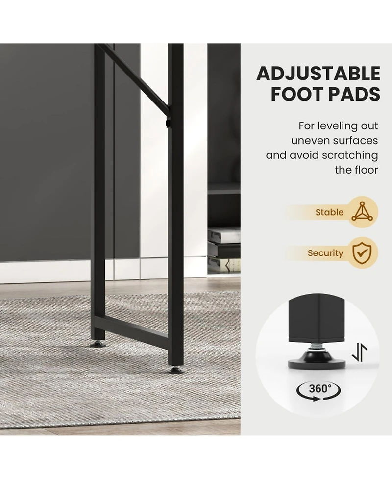 Wood Space-Saving Folding Desk with Side Shelves