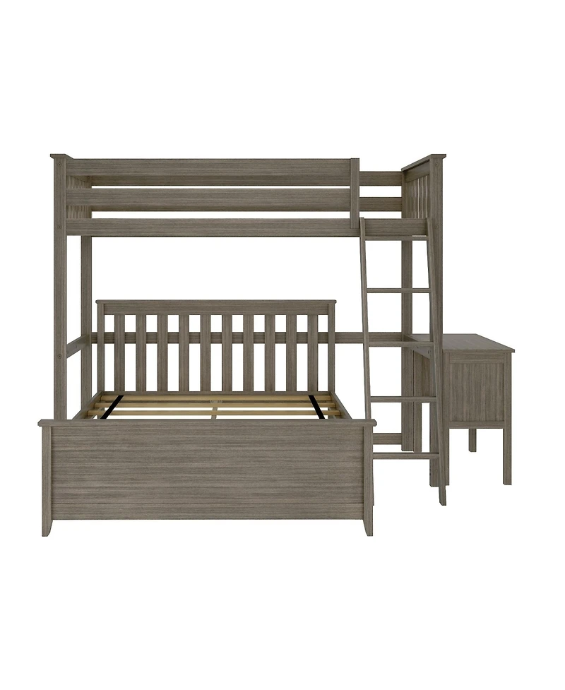 Max and Lily L-Shaped Twin over Full Bunk Bed with Desk