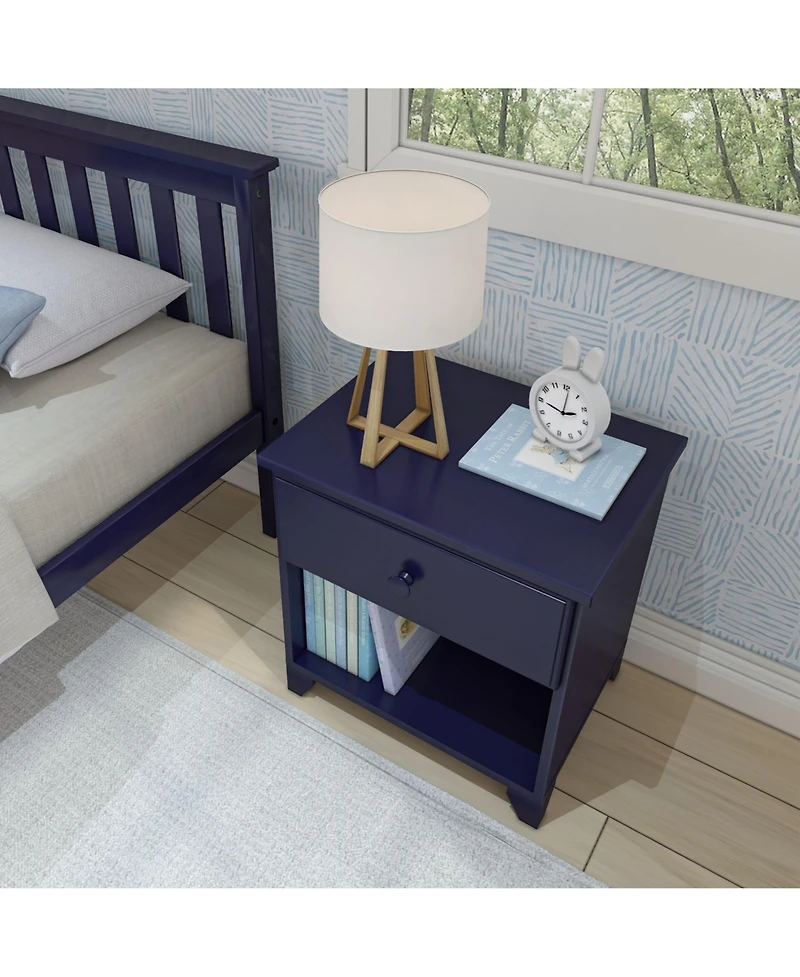 Max and Lily Classic Wood Nightstand with 1 Drawer, Kids Bedside Table/End Table, Small for Bedroom, Pecan