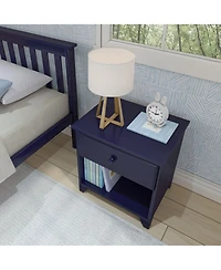 Max and Lily Classic Wood Nightstand with 1 Drawer, Kids Bedside Table/End Table, Small for Bedroom, Pecan