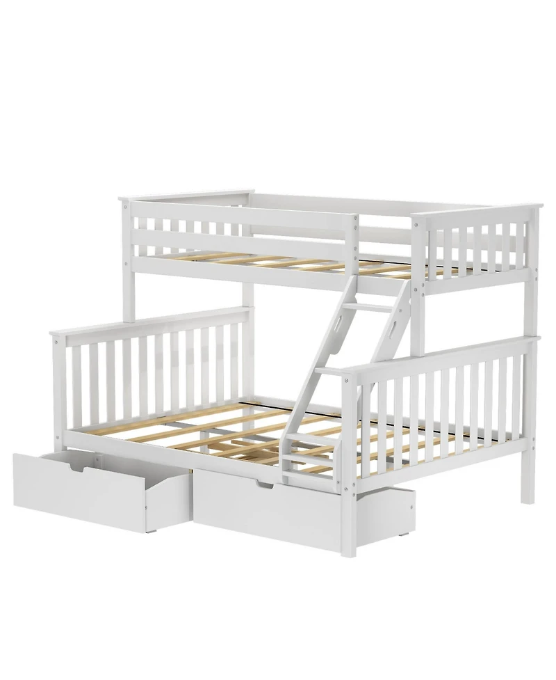 Max and Lily Bunk Bed, Twin Xl-Over-Queen Bed Frame for Kids with Storage Drawers, Clay