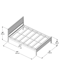 Max and Lily Full Bed Frame with Headboard, Solid Wood Platform for Kids, Pecan